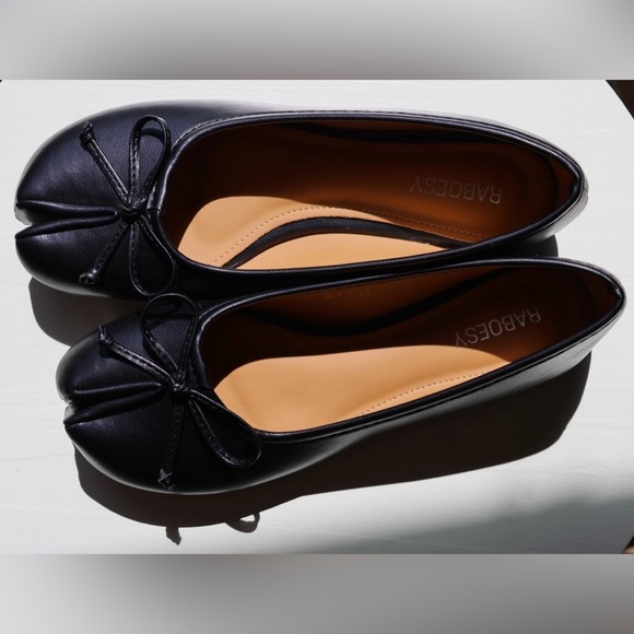 RABOESY Tabi Ballet Flats Bow Black Womens Size 8 - Picture 4 of 12